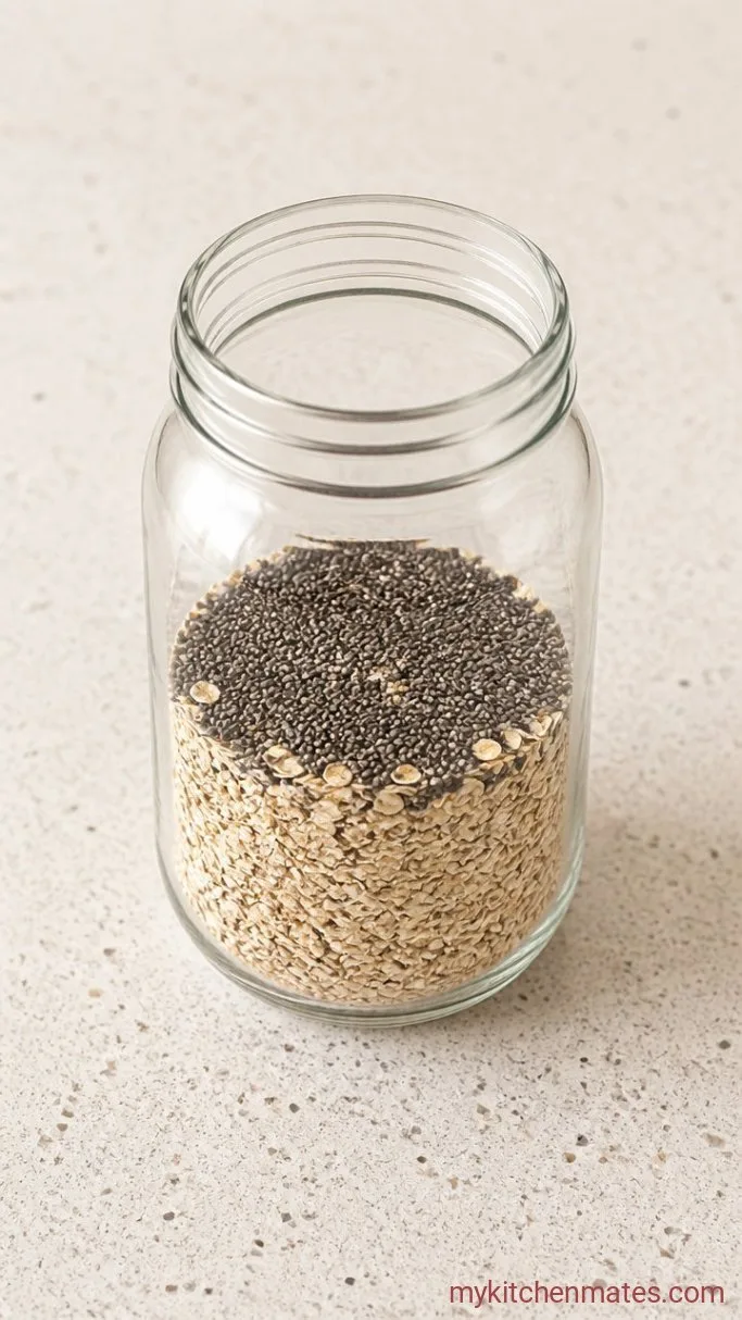 Creamy Vegan Overnight Oats (Just 5 Minutes of Prep) Step 1: Combine the Oats and Chia