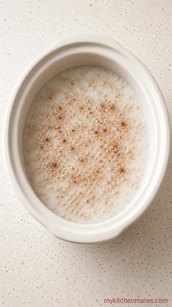 Creamy Overnight Slow Cooker Steel-Cut Oatmeal Step 1: Combine the Oats and Liquid