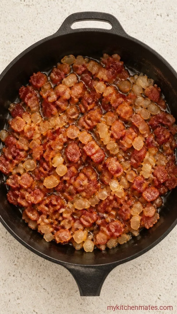 Make-Ahead Cheesy Breakfast Potato Casserole Step 1: Cook the Bacon and Onion