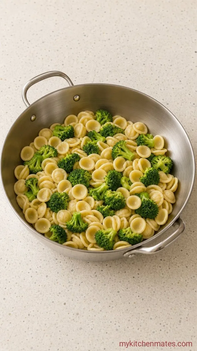 One-Pot Creamy Broccoli Pasta Step 1: Cook the Pasta and Broccoli