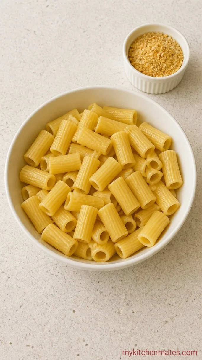 Creamy Italian Mac and Cheese with Crispy Parmesan Breadcrumbs Step 1: Cook the Pasta and Make the Breadcrumb Topping