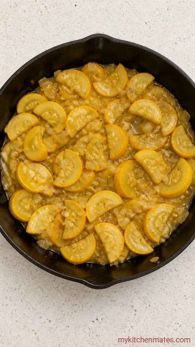 Southern Squash Casserole with Buttery Cracker Topping Step 1: Cook the Squash and Onion