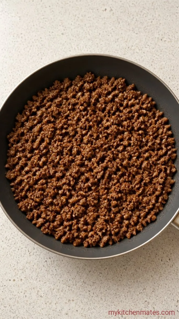 Easy Taco Ring with Crescent Rolls Step 1: Cook the Taco Meat