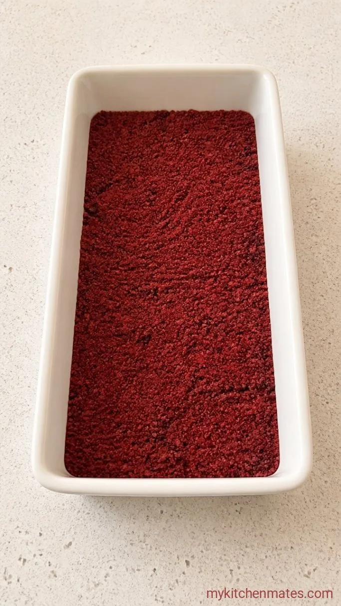 No-Bake Red Velvet Ice Cream Cake Step 1: Crumble and Press the Cake