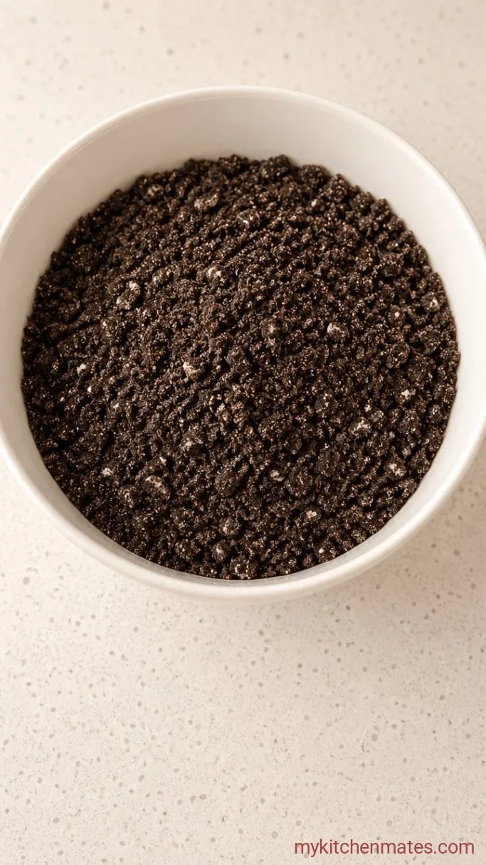 Easy No-Bake Oreo Cheesebake Bites Step 1: Crush the Cookies for the Crust