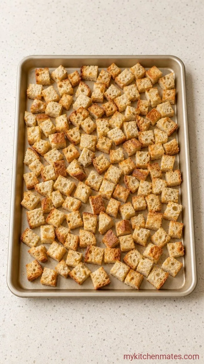 Step 1: Cube and Toast the Bread