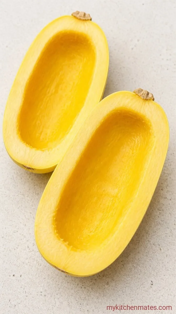 25-Minute Air Fryer Spaghetti Squash Step 1: Cut and Scoop the Squash