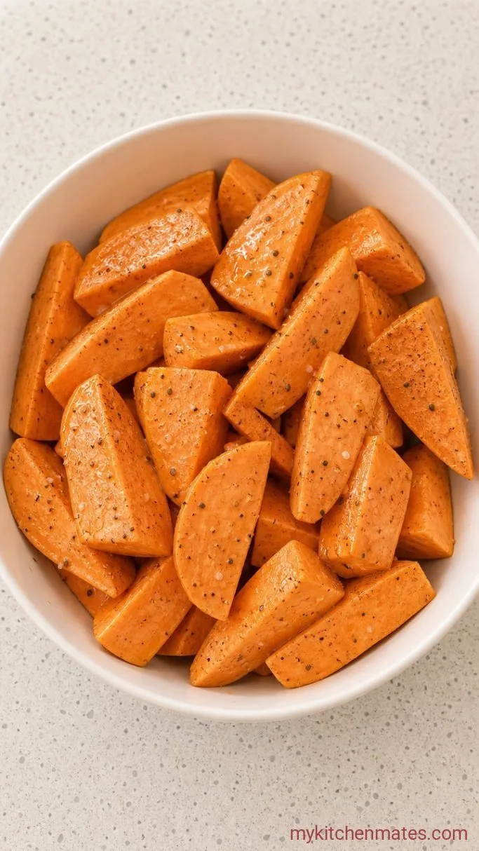 Step 1: Cut and Season the Sweet Potatoes