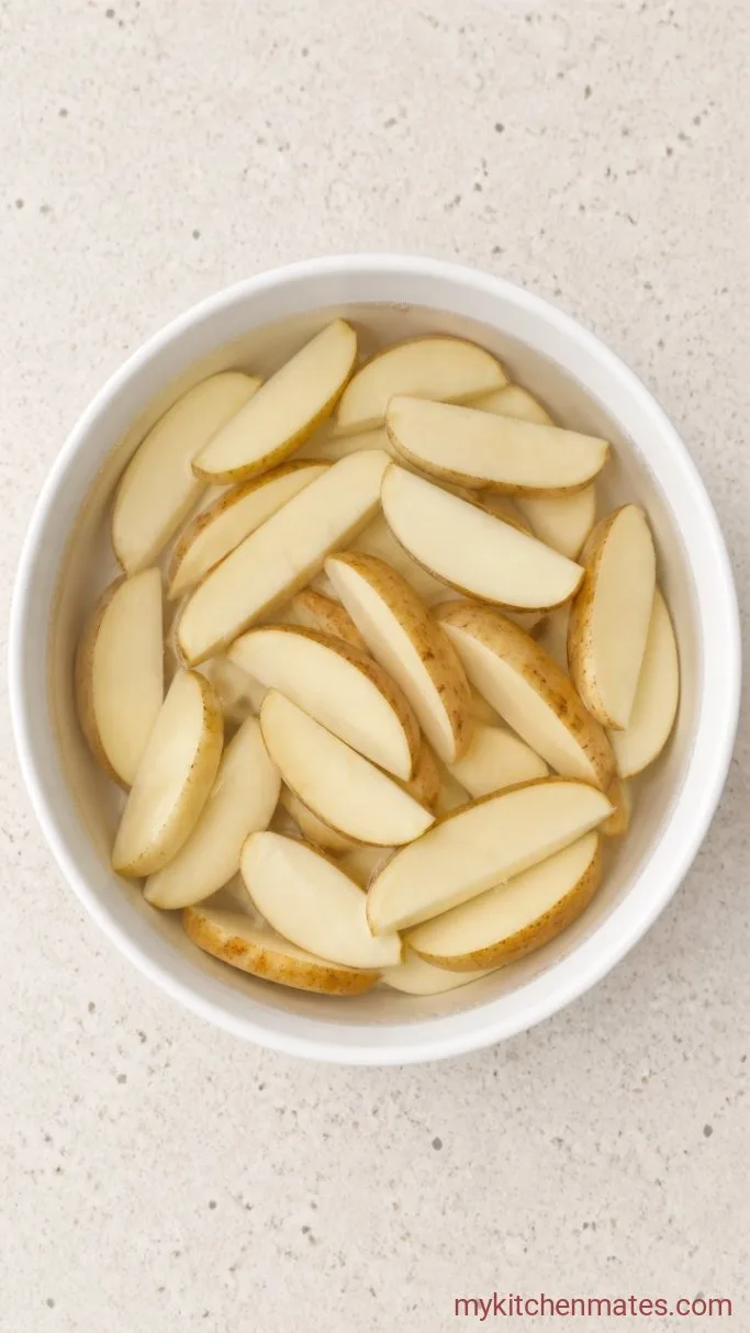 Extra Crispy Air Fryer Potato Wedges (Ready in Under 30 Minutes) Step 1: Cut and Soak the Wedges