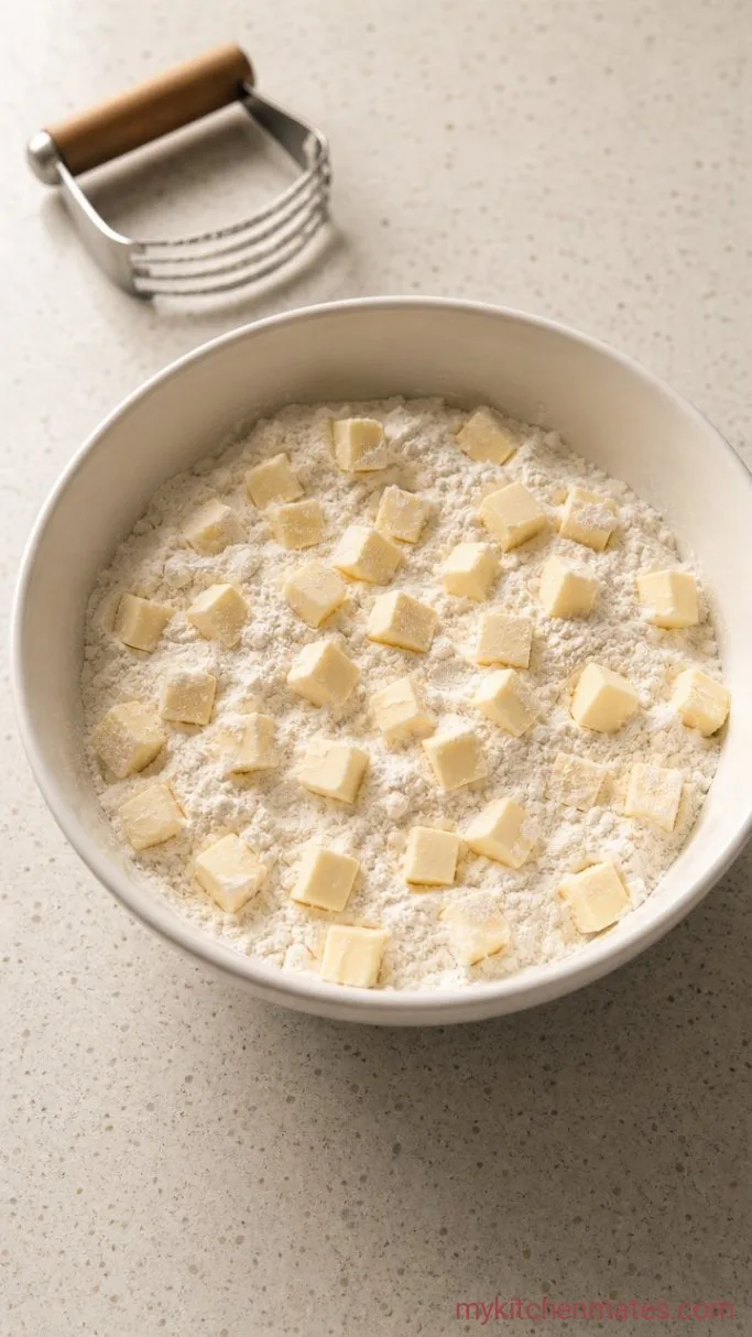 Flaky Buttermilk Biscuit Breakfast Sandwiches Step 1: Cut the Butter into the Flour