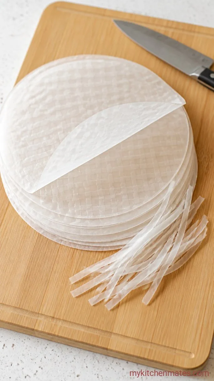 Step 1: Cut the Rice Paper Into Noodles