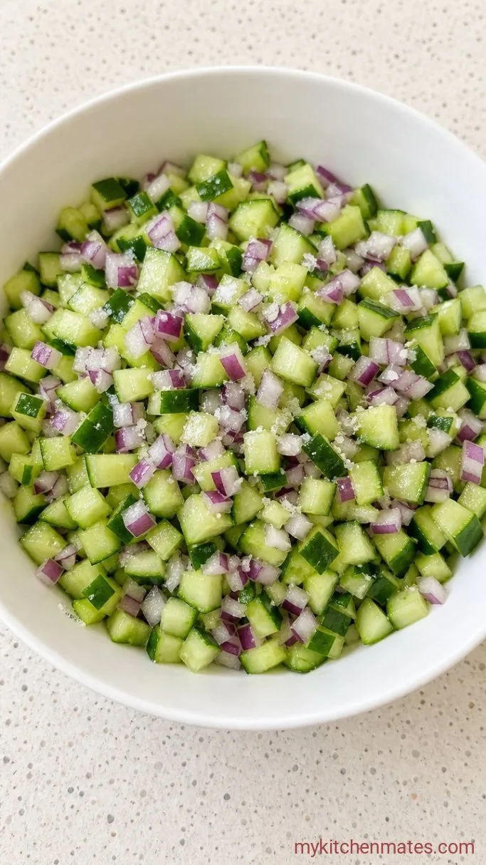 Step 1: Dice and Season the Cucumber