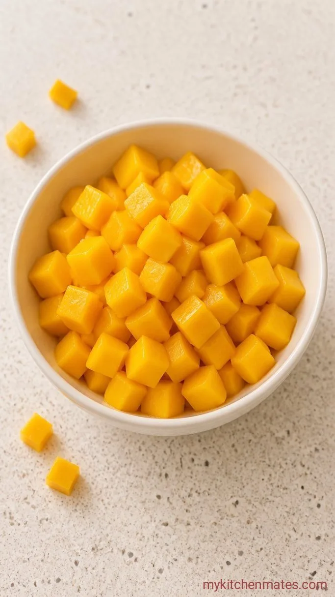 10-Minute Mango Parfait Cups Step 1: Dice the Mango