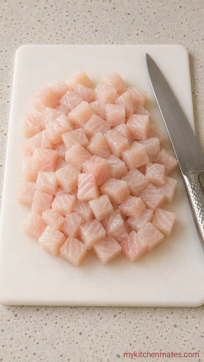 15-Minute Tilapia Ceviche Step 1: Dice the Tilapia
