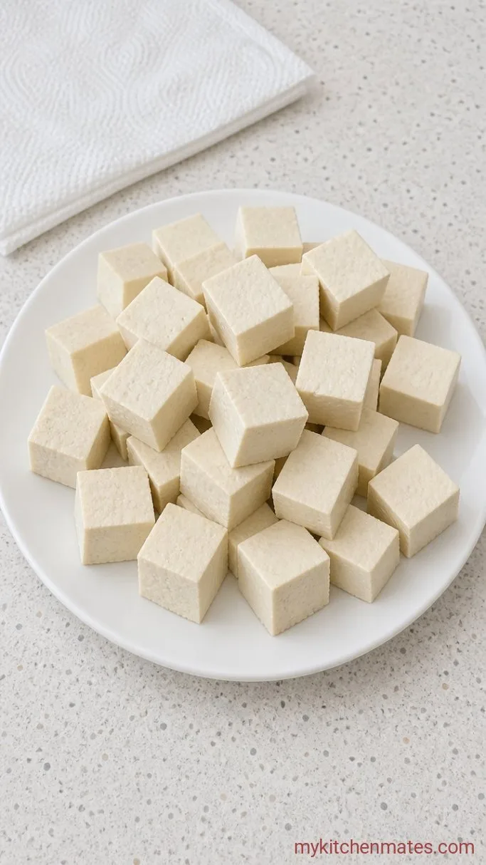 Step 1: Dry and Cube the Tofu