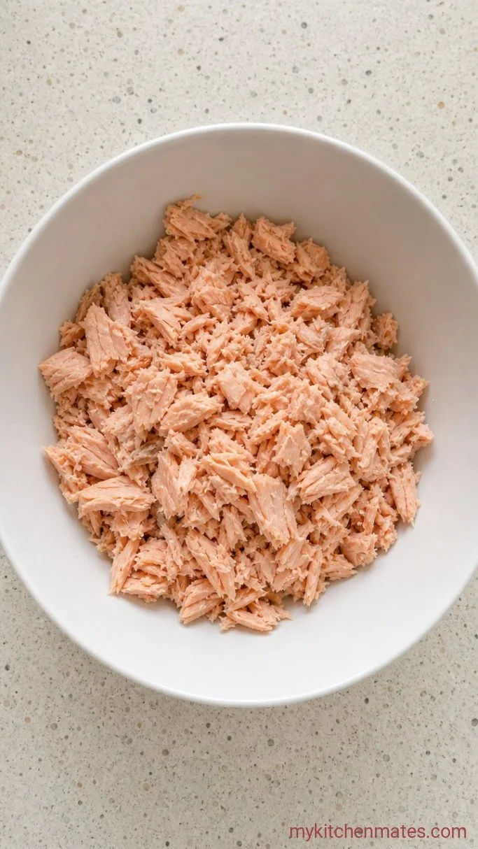10-Minute Canned Salmon Salad Step 1: Flake the Salmon