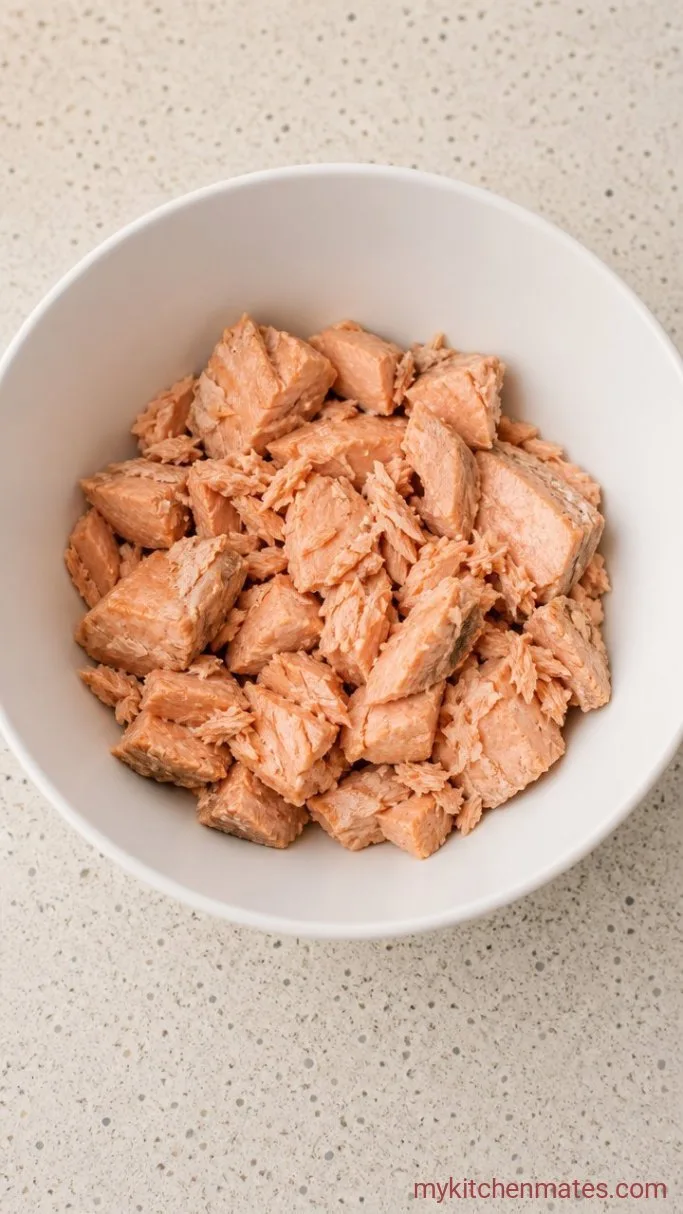 No-Cook Salmon Salad Sandwich Step 1: Flake the Salmon