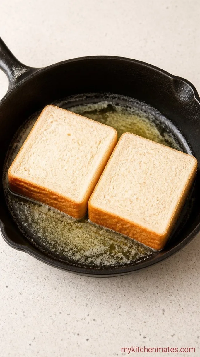 5-Minute Milk Bread Toast Step 1: Fry the Bread in Butter