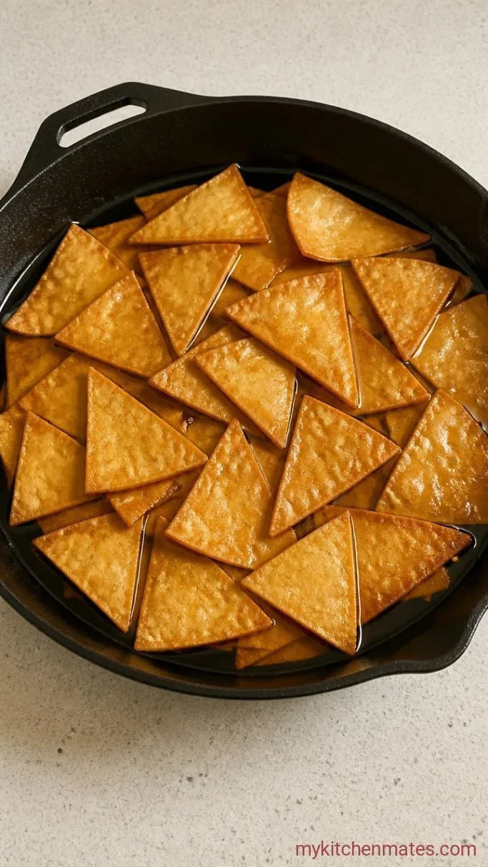 Crispy 20-Minute Authentic Mexican Chilaquiles Step 1: Fry the Tortilla Chips