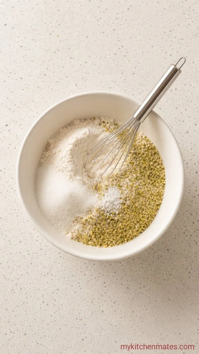 Buttery Pistachio Shortbread Cookies Step 1: Grind the Pistachios and Mix the Dry Ingredients