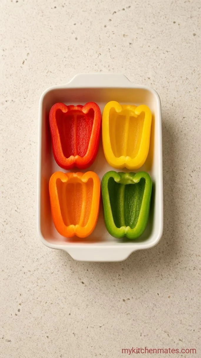 Step 1: Halve and Arrange the Peppers
