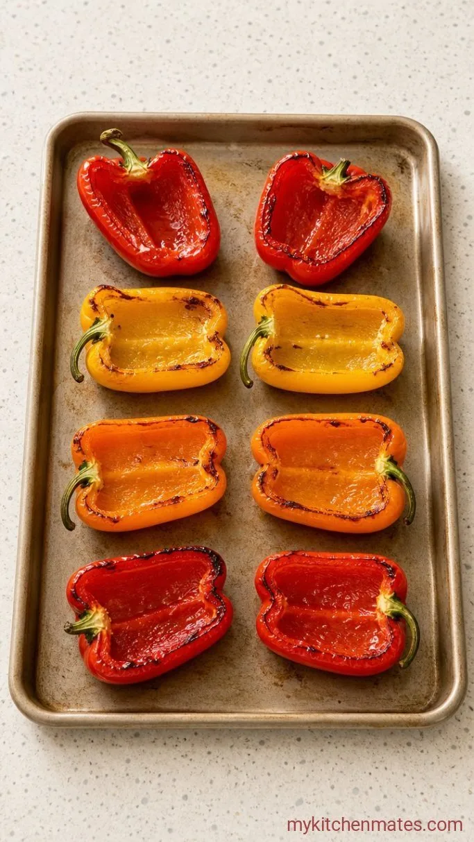 Step 1: Halve and Par-Bake the Peppers