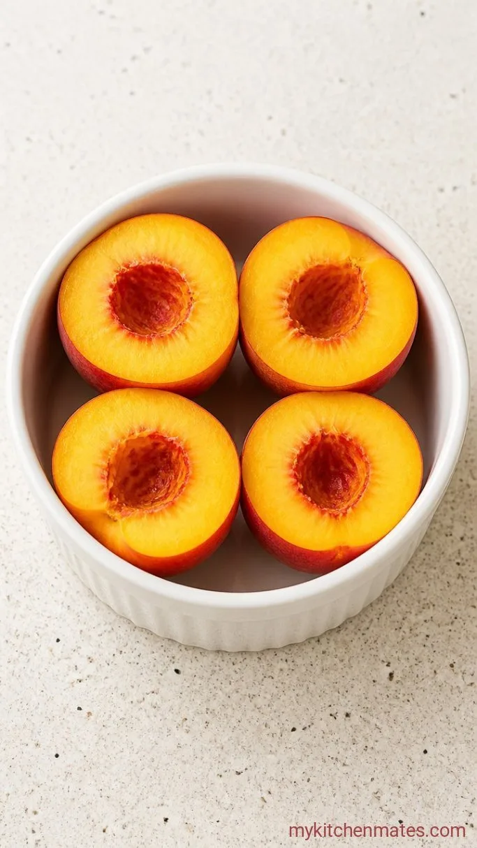 Step 1: Halve and Pit the Peaches