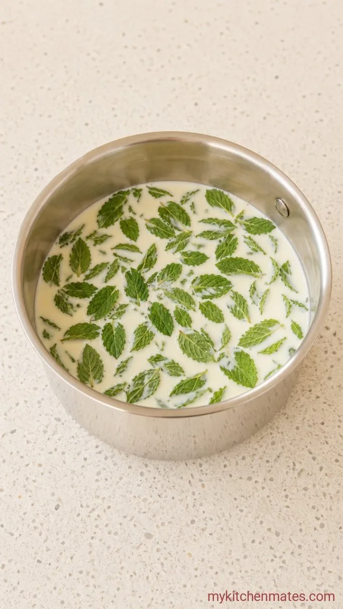 Step 1: Infuse the Cream with Mint