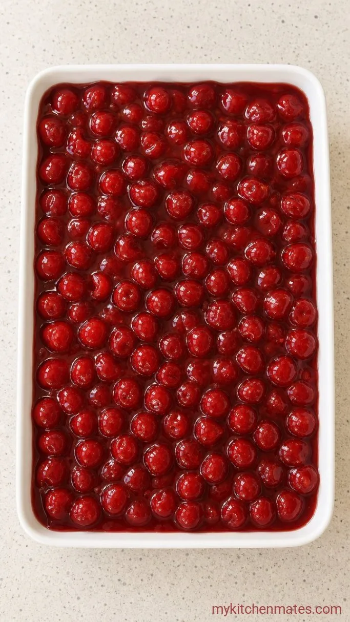 5-Minute Prep Cherry Cheesecake Dump Cake Step 1: Layer the Cherry Filling
