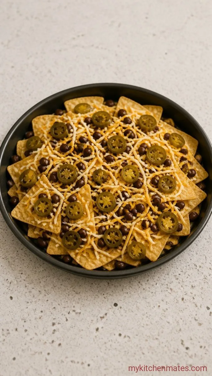 Crispy Air Fryer Nachos in 10 Minutes Step 1: Layer the Chips and Cheese