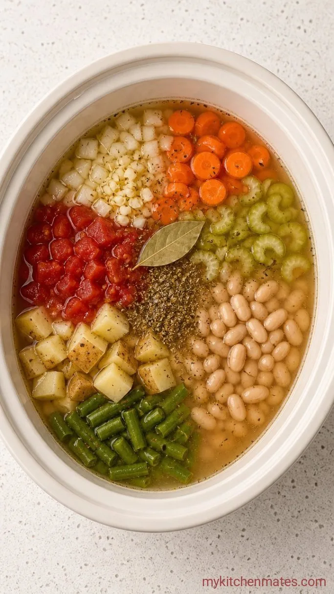 Step 1: Layer the Hearty Vegetables
