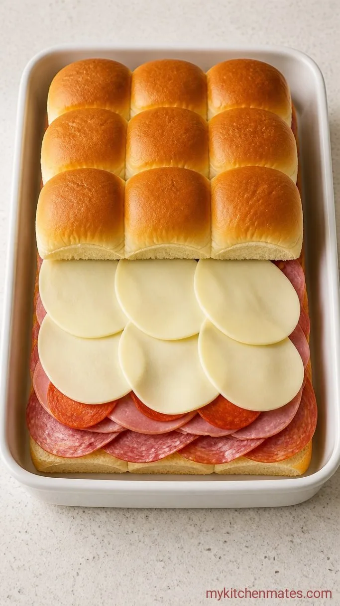 Step 1: Layer the Meats and Cheese