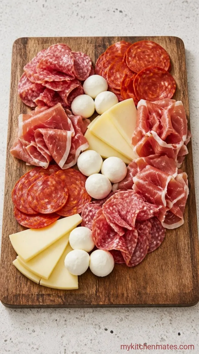 Step 1: Layer the Meats and Cheeses