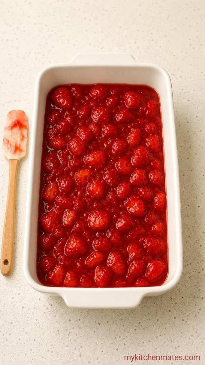 Easy Strawberry Earthquake Cake Step 1: Layer the Pan Bottom