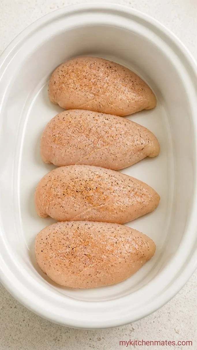 Step 1: Layer the Seasoned Chicken
