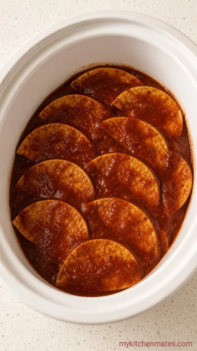 Step 1: Layer the Tortillas and Sauce