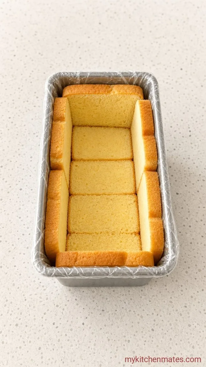 Step 1: Line the Pan with Pound Cake