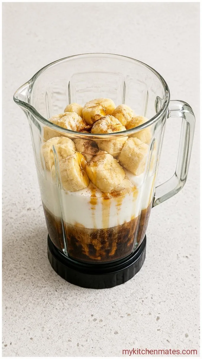 3-Ingredient Coffee Banana Smoothie Step 1: Load the Blender