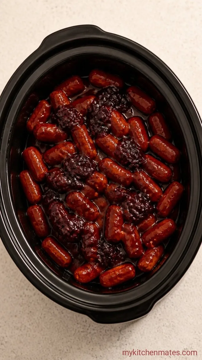 3-Ingredient Crockpot BBQ Smokies Step 1: Load the Slow Cooker