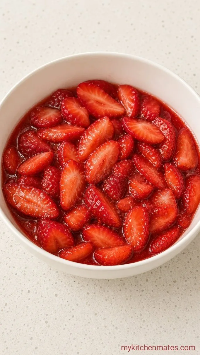 Fluffy Vegan Strawberry Shortcake with Coconut Whipped Cream Step 1: Macerate the Strawberries