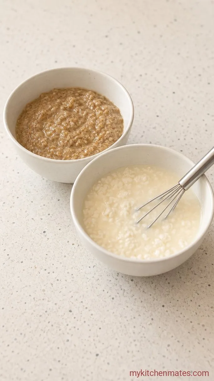 Step 1: Make the flax eggs and vegan buttermilk
