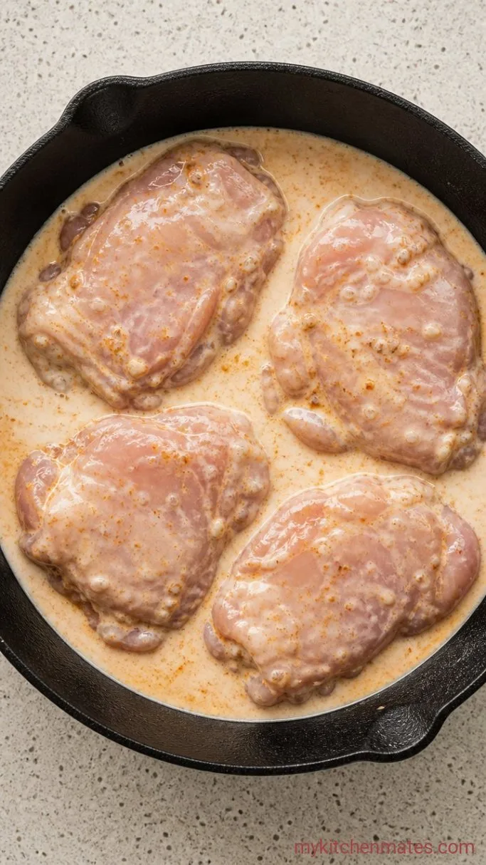 Crispy Buttermilk Fried Chicken Burger Step 1: Marinate the Chicken