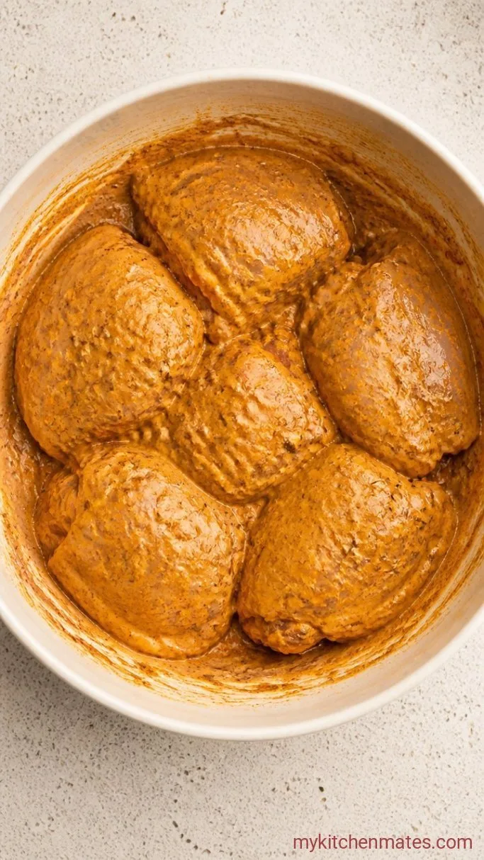 30-Minute Chicken Shawarma Rice Bowl Step 1: Marinate the Chicken