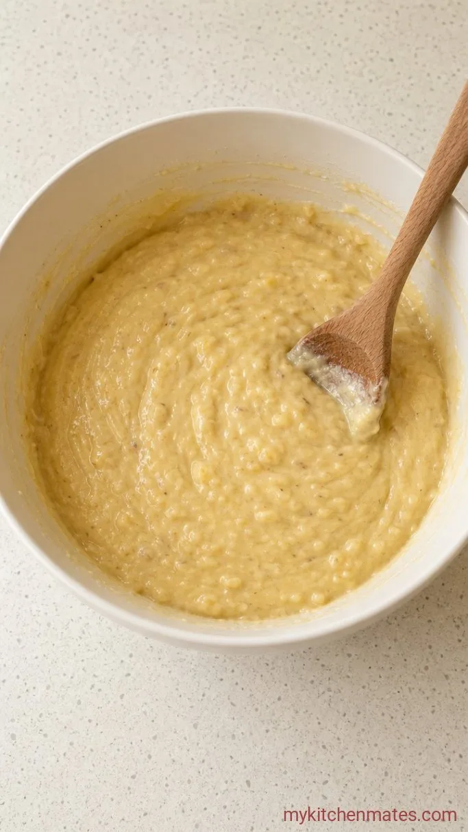 Cream Cheese Banana Bread with a Tangy Swirl Step 1: Mash and Mix the Batter