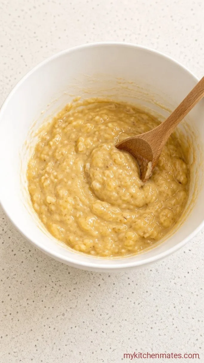 Step 1: Mash the Bananas and Mix the Wet Ingredients