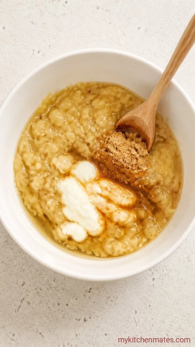 Step 1: Mash the Bananas and Mix the Wet Ingredients