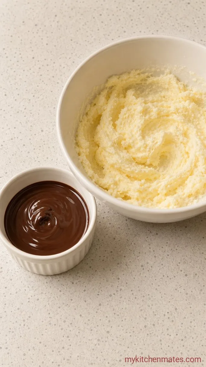 German Chocolate Sheet Cake (So Much Easier Than Layers) Step 1: Melt the Chocolate and Cream the Butter