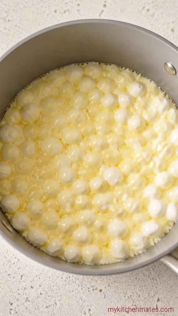 No-Bake Sugar Cookie Rice Krispie Treats Step 1: Melt the Marshmallow Mixture