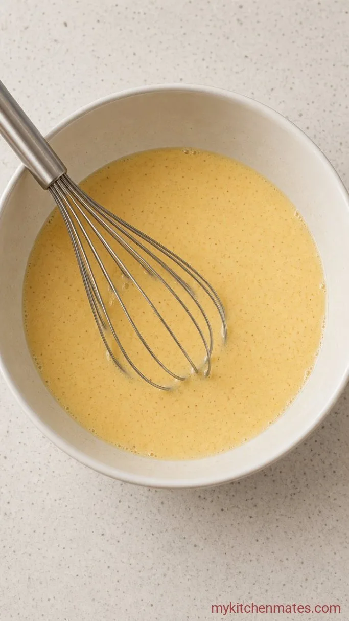 Crispy Monte Cristo Sandwich with Raspberry Jam Step 1: Mix the Batter