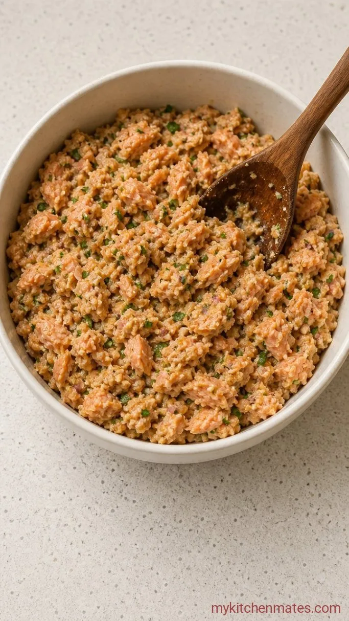 Crispy, Quick Canned Salmon Burgers Step 1: Mix the Burger Mixture